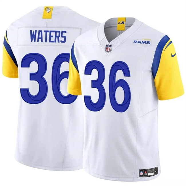 Personalized Men’s Los Angeles Rams #36 Jordan Waters White 2024 F.U.S.E. Untouchable Stitched Football Jersey