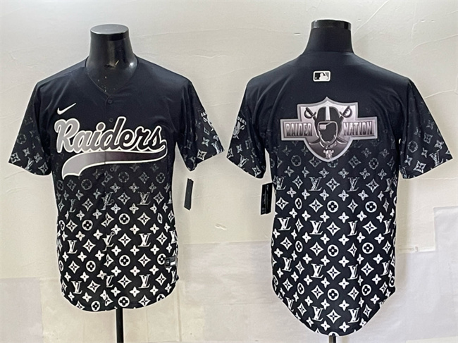 Personalized Men’s Las Vegas Raiders Team Big Logo Black Limited Stitched Baseball Jersey