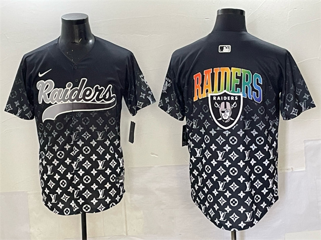 Personalized Men’s Las Vegas Raiders Team Big Logo Black Limited Stitched Baseball Jersey 1