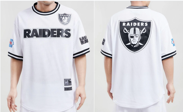 Personalized Custom Men’s NFL Las Vegas Raiders LOGO CLASSIC MESH BUTTON UP SHIRT White