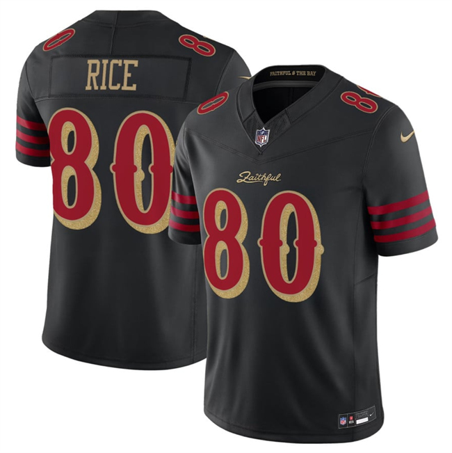 Personalized Men’s San Francisco 49ers #80 Jerry Rice Black 2025 F.U.S.E. Rivalry Series Limited Stitched Football Jersey