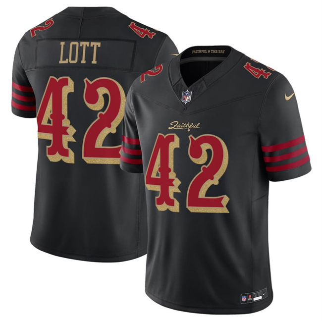 Personalized Men’s San Francisco 49ers #42 Ronnie Lott Black 2025 F.U.S.E. Rivalry Series Limited Stitched Football Jersey
