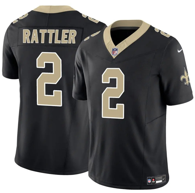 Personalized Men’s New Orleans Saints #2 Spencer Rattler Black 2025 F.U.S.E Limited Stitched Football Jersey