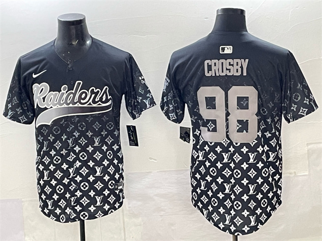 Personalized Men’s Las Vegas Raiders #98 Maxx Crosby Black Limited Stitched Baseball Jersey