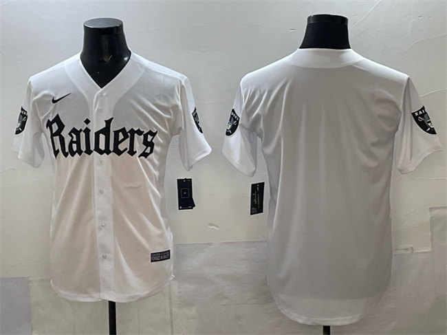 Personalized Men’s Las Vegas Raiders Blank White ‘Gothic Sin City Shadows Edition’ Limited Stitched Baseball Jersey