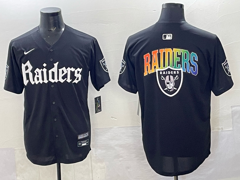 Personalized Men’s Las Vegas Raiders Team Big Logo Black ‘Gothic Sin City Shadows Edition’ Limited Stitched Baseball Jersey