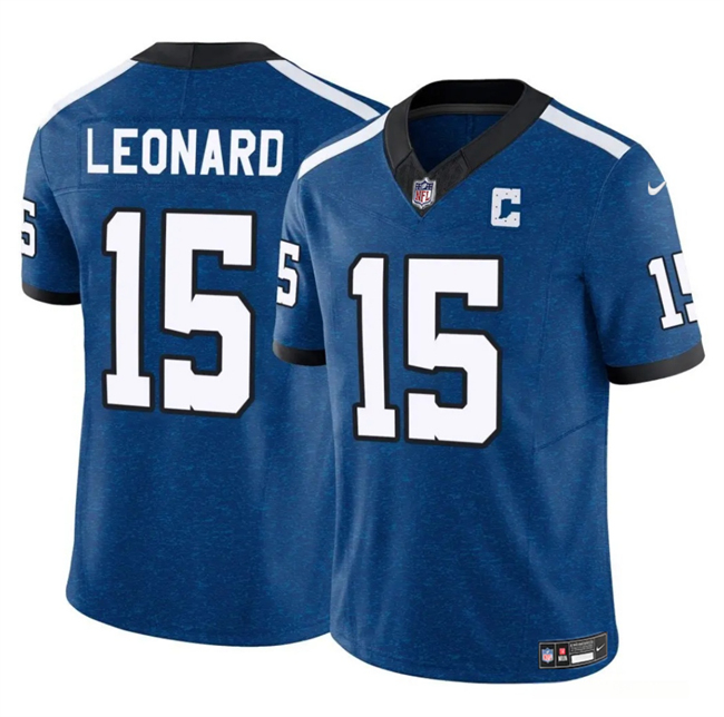 Personalized Men’s Indianapolis Colts #15 Riley Leonard Blue 2025 F.U.S.E. Throwback Limited Stitched Football Jersey