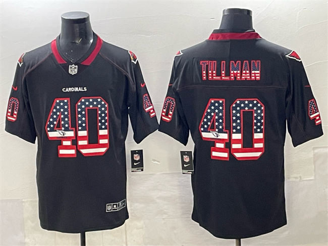 Personalized Men’s Arizona Cardinals #40 Pat Tillman Black 2018 USA Flag Fashion Color Rush Stitched Football Jersey