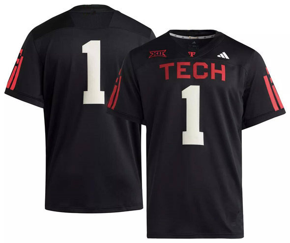 Personalized Men’s Texas Tech Red Raiders #1 Black Strategy 100 Years Anniversary Jersey