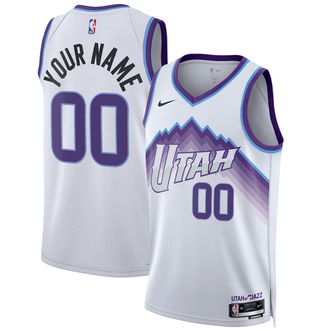 Personalized Men’s Utah Jazz Active Player White 2025 Association Edition Stitched Basketball Jersey