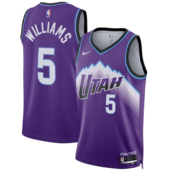 Personalized Men’s Utah Jazz #5 Cody Williams Purple 2025 Icon Edition Stitched Basketball Jersey