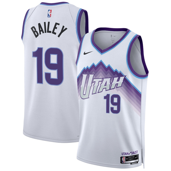 Personalized Men’s Utah Jazz #19 Ace Bailey White 2025 Association Edition Stitched Basketball Jersey