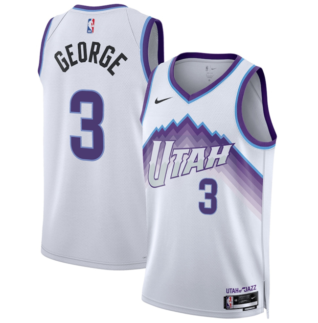 Personalized Men’s Utah Jazz #3 Keyonte George White 2025 Association Edition Stitched Basketball Jersey