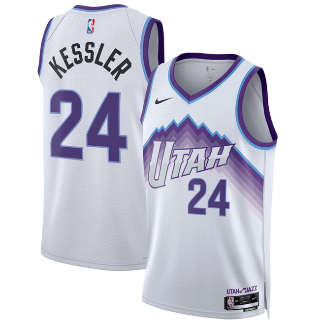 Personalized Men’s Utah Jazz #24 Walker Kessler White 2025 Association Edition Stitched Basketball Jersey