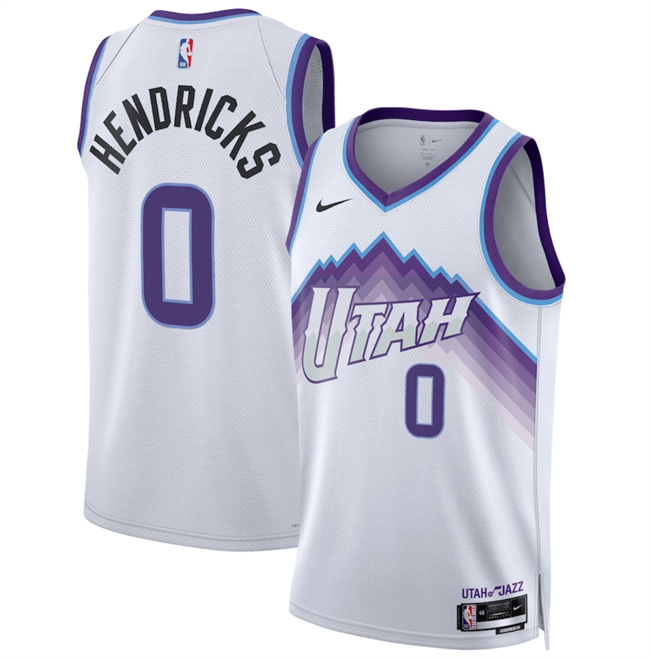 Personalized Men’s Utah Jazz #0 Taylor Hendricks White 2025 Association Edition Stitched Basketball Jersey