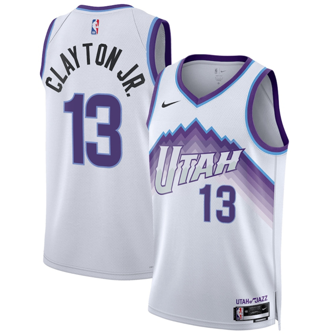 Personalized Men’s Utah Jazz #13 Walter Clayton Jr. White 2025 Association Edition Stitched Basketball Jersey