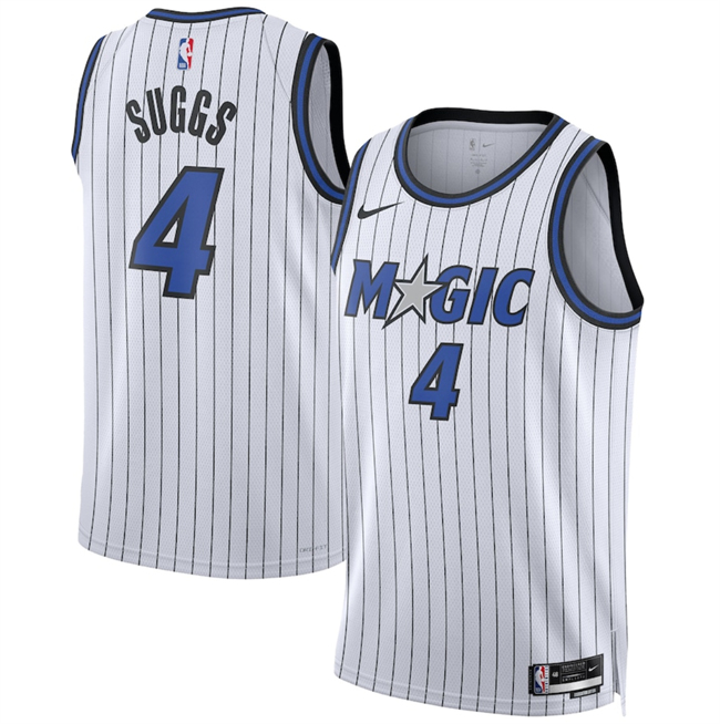 Personalized Men’s Orlando Magic #4 Jalen Suggs White 2025 Association Edition Stitched Basketball Jersey