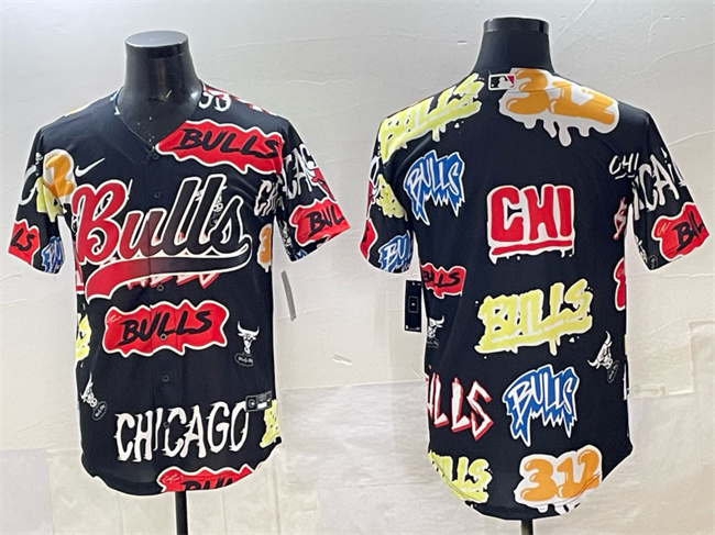 Personalized Men’s Chicago Bulls Blank Black Limited Stitched Baseball Jersey