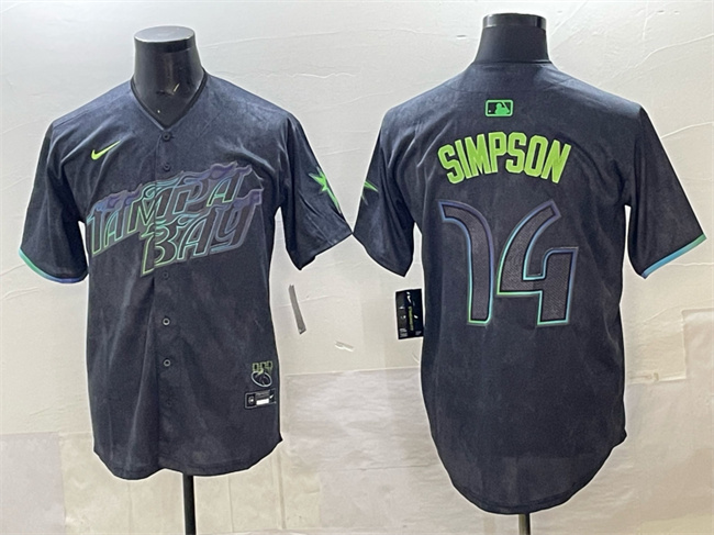Personalized Men’s Tampa Bay Rays #14 Chandler Simpson Charcoal 2024 City Connect Limited Stitched Baseball Jersey