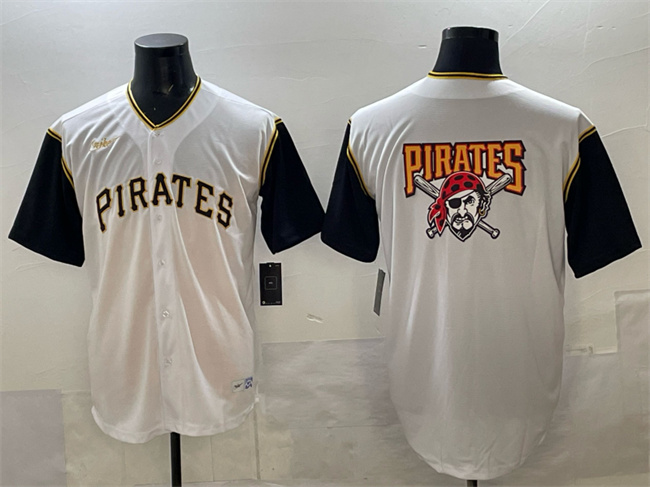 Personalized Men’s Pittsburgh Pirates Team Big Logo White Cool Base Stitched Jersey