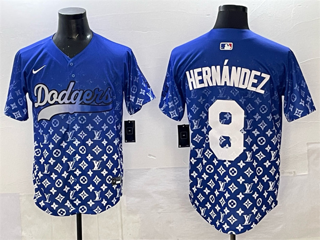 Personalized Men’s Los Angeles Dodgers #8 Enrique Hernandez Blue Limited Stitched Baseball Jersey