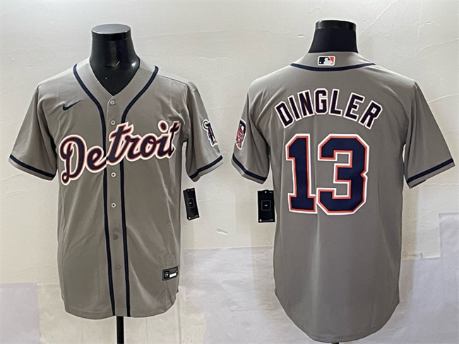 Personalized Men’s Detroit Tigers #13 Dillon Dingler Gray Cool Base Stitched Baseball Jersey