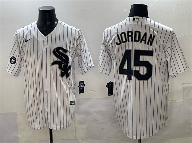 Personalized Men’s Chicago White Sox #45 Michael Jordan White With Patch Cool Base Stitched Baseball Jersey