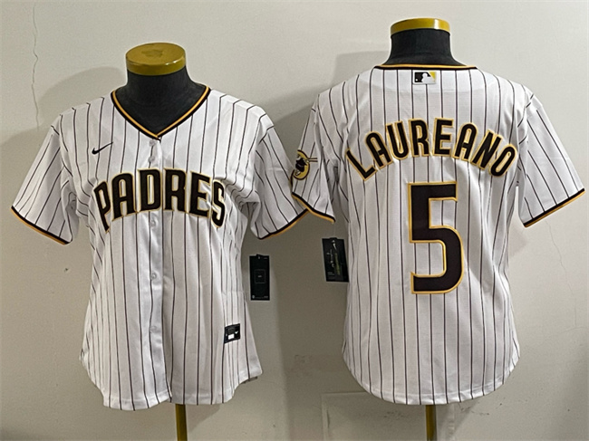 Personalized Women’s San Diego Padres #5 Ramon Laureano White Stitched Baseball Jersey(Run Small)