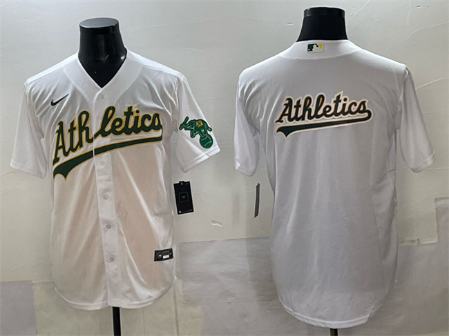 Personalized Men’s Oakland Athletics Team Big Logo White Stitched Baseball Jersey