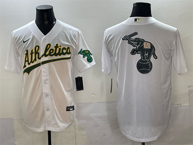 Personalized Men’s Oakland Athletics Team Big Logo White Stitched Baseball Jersey