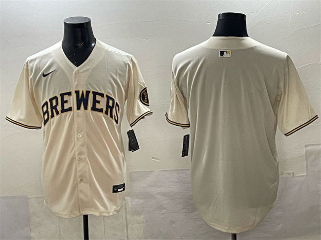 Personalized Men’s Milwaukee Brewers Blank Cream Home Limited Stitched Jersey