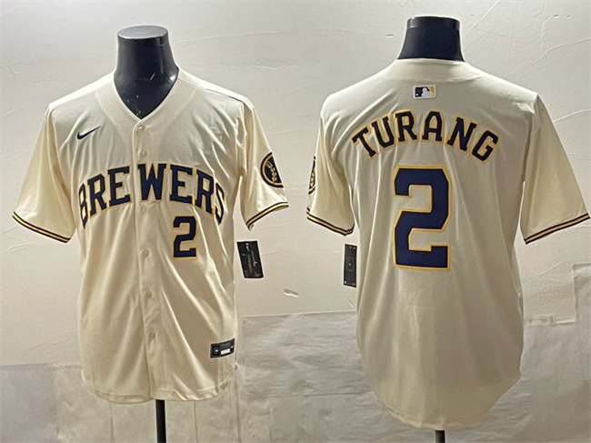 Personalized Men’s Milwaukee Brewers #2 Brice Turang Cream Home Limited Stitched Baseball Jersey