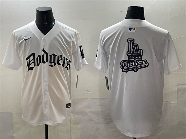 Personalized Men’s Los Angeles Dodgers Team Big Logo White 2025 LA Gothic Style Premier Limited Stitched Baseball Jersey