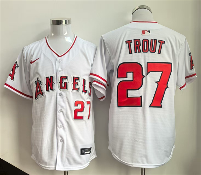 Personalized Men’s Los Angeles Angels #27 Mike Trout White 2024 Home Limited Stitched Baseball Jersey