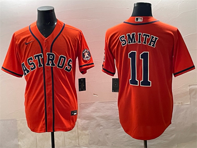 Personalized Men’s Houston Astros #11 Cam Smith Orange Cool Base Stitched Jersey