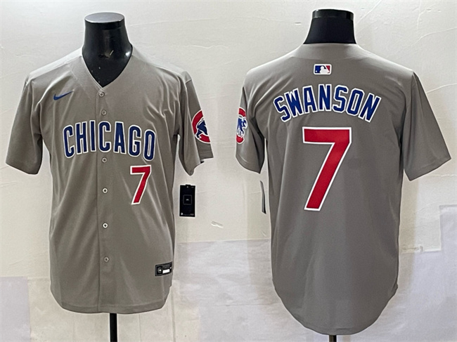 Personalized Men’s Chicago Cubs #7 Dansby Swanson Gray Limited Stitched Baseball Jersey