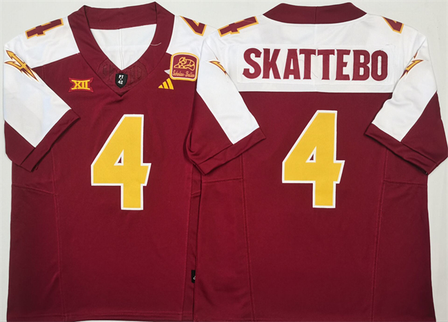 Personalized Men’s Arizona State Sun Devils #4 Cam Skattebo Red White 2024 F.U.S.E. Limited Stitched Jersey