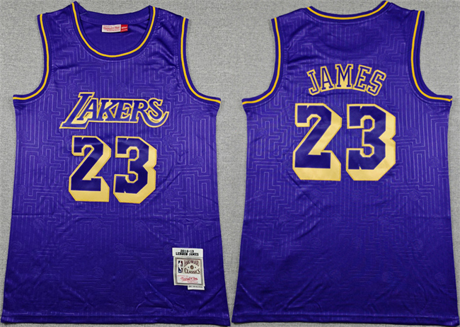 Personalized Men’s Los Angeles Lakers #23 LeBron James Purple Thowback Stitched Basketball Jersey