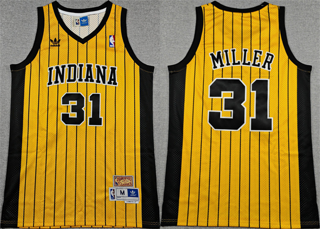 Personalized Men’s Indiana Pacers #31 Reggie Miller Yellow Throwback Stitched Jersey