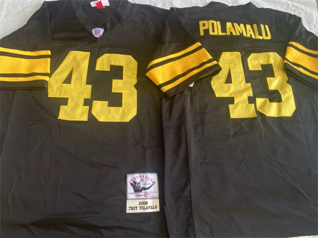 Personalized Men’s Pittsburgh Steelers #43 Troy Polamalu Black Color Rush Stitched Football Jersey