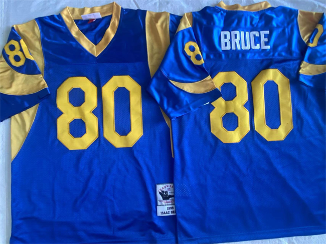 Personalized Men’s Los Angeles Rams #80 Isaac Bruce Blue Throwback Stitched Jersey