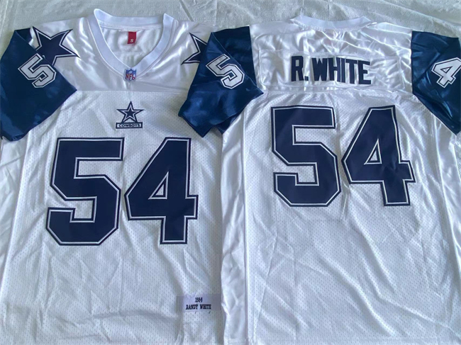 Personalized Men’s Dallas Cowboys #54 Randy White White Throwback Stitched Football Jersey