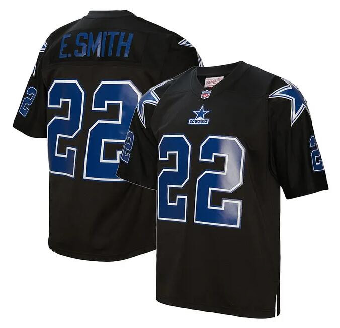 Personalized Men’s Dallas Cowboys #22 Emmitt Smith Black Throwback Limited Stitched Football Jersey