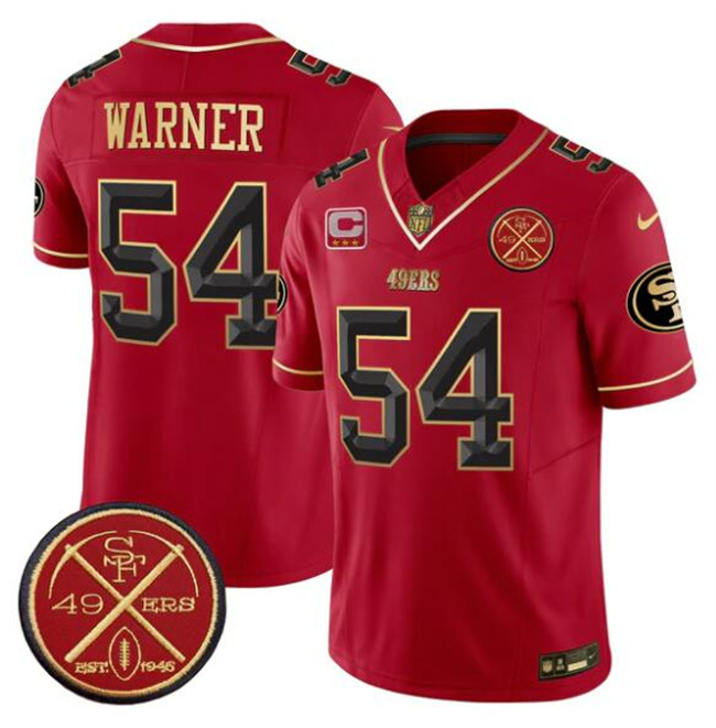 Personalized Men’s San Francisco 49ers #54 Fred warner Red F.U.S.E. 3-Star C With Est.1946 Patch Limited Stitched Football Jersey