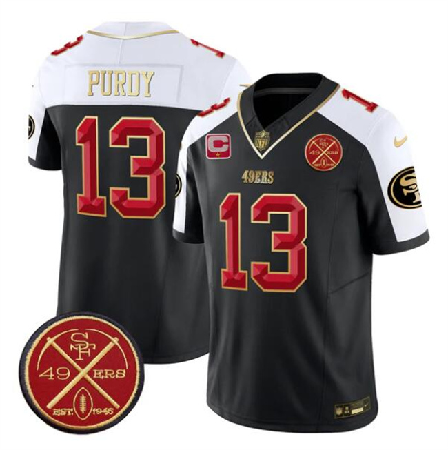 Personalized Men’s San Francisco 49ers #13 Brock Purdy Black Alternate F.U.S.E. 1-Star C With Est.1946 Patch Limited Stitched Football Jersey