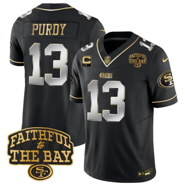 Personalized Men’s San Francisco 49ers #13 Brock Purdy Black 2025 F.U.S.E. 1-Star C With Faithful To The Bay Patch Limited V8 Stitched Football Jersey