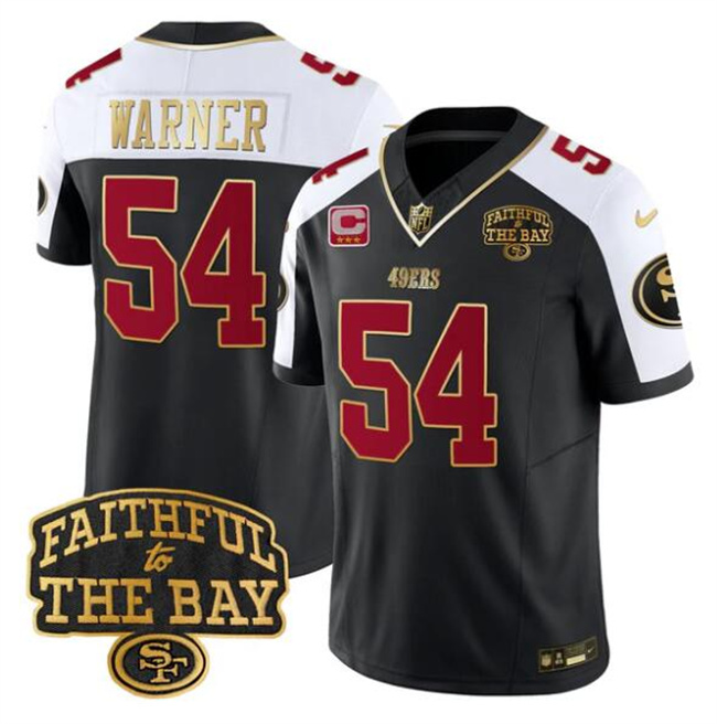 Personalized Men’s San Francisco 49ers #54 Fred warner Black Alternate 2025 F.U.S.E. 3-Star C With Faithful To The Bay Patch Limited V8 Stitched Football Jersey