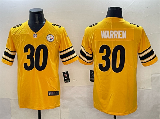 Personalized Men’s Pittsburgh Steelers #30 Jaylen Warren Gold Untouchable Limited Stitched Jersey