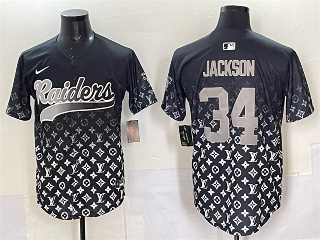 Personalized Men’s Las Vegas Raiders #34 Bo Jackson Black Limited Stitched Baseball Jersey