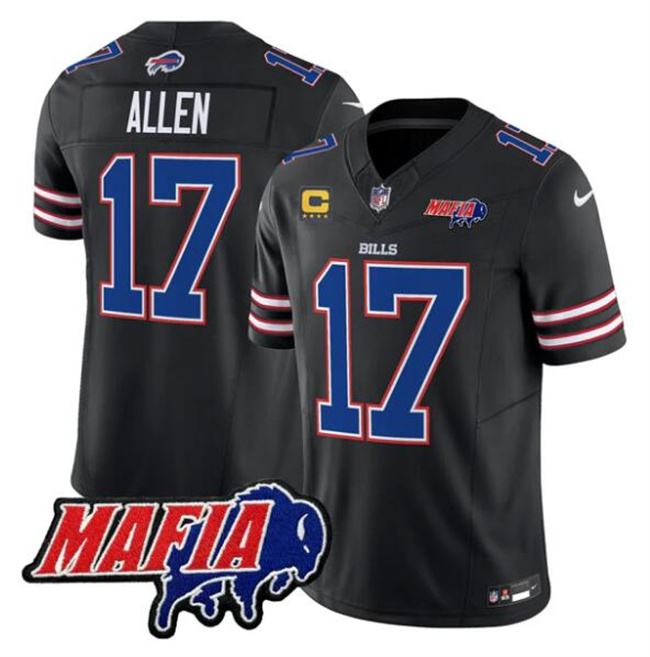 Personalized Men’s Buffalo Bills #17 Josh Allen Black F.U.S.E. 4-Star C With Bills Mafia Patch Untouchable Limited Stitched Football Jersey